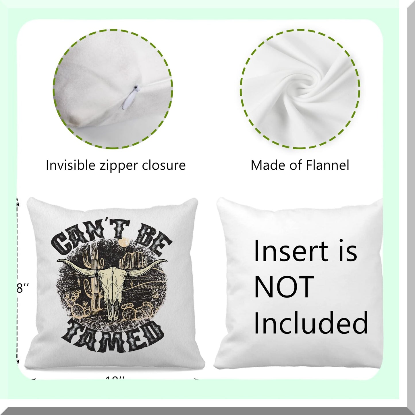 Wild West Cowboy Skull Decorative Pillow Cover - Vintage Western Farmhouse Cushion Case for Living Room & Bedroom - Gift for Nature Lovers