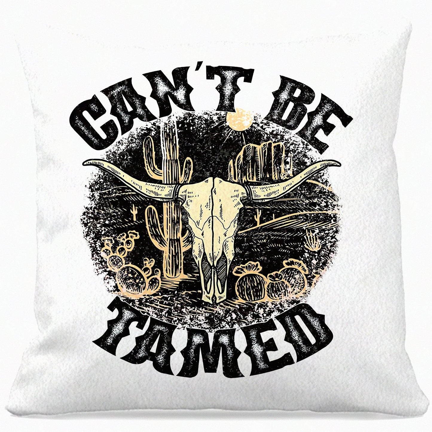 Wild West Cowboy Skull Decorative Pillow Cover - Vintage Western Farmhouse Cushion Case for Living Room & Bedroom - Gift for Nature Lovers