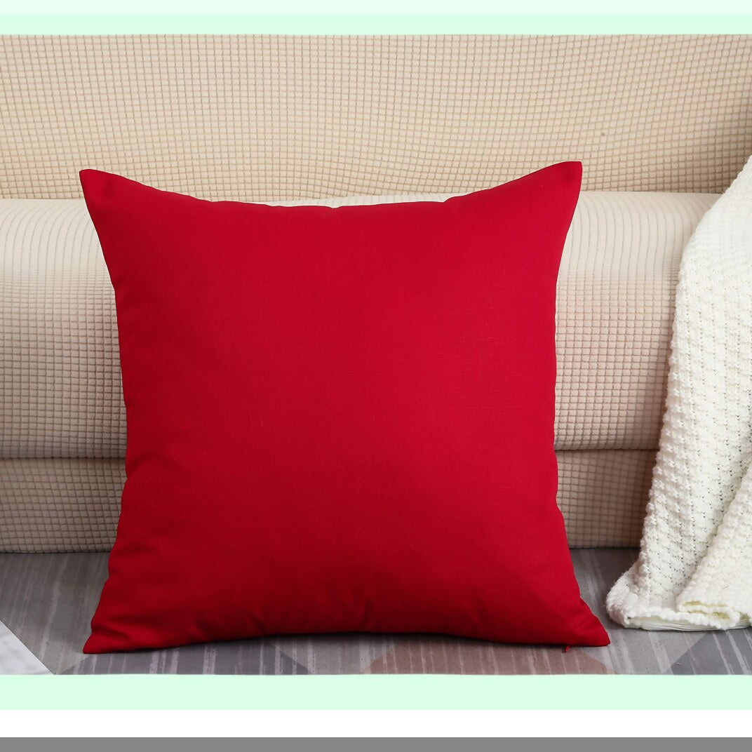 Cotton Canvas Red Throw Pillow Shams - Decorative 100% Cotton Covers for 14"x14" Pillows - Solid Color Home Decor Accent