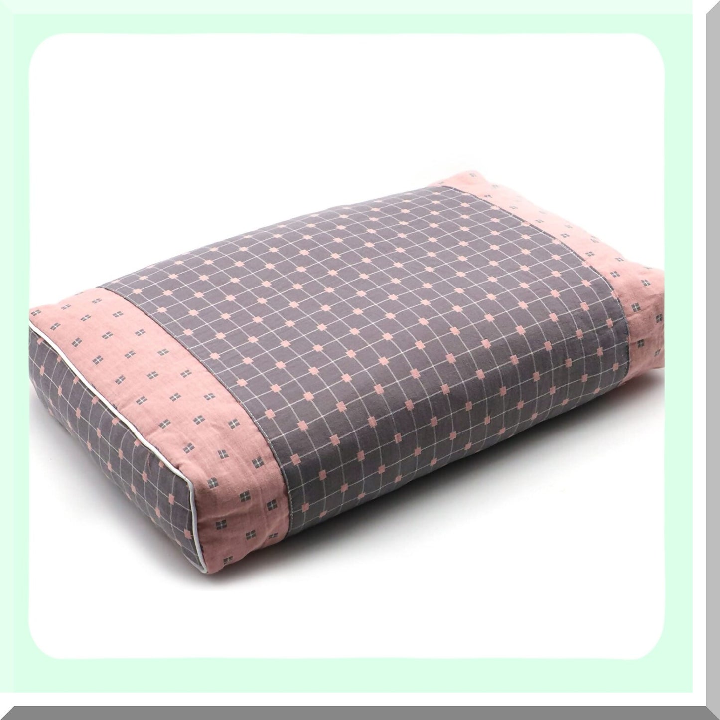 Pain Relief Buckwheat Neck Pillow - Sleepers Meditation Cushion & Yoga Bolster - 18x10 inch Rectangle Bed Pillow (Gray & Pink)