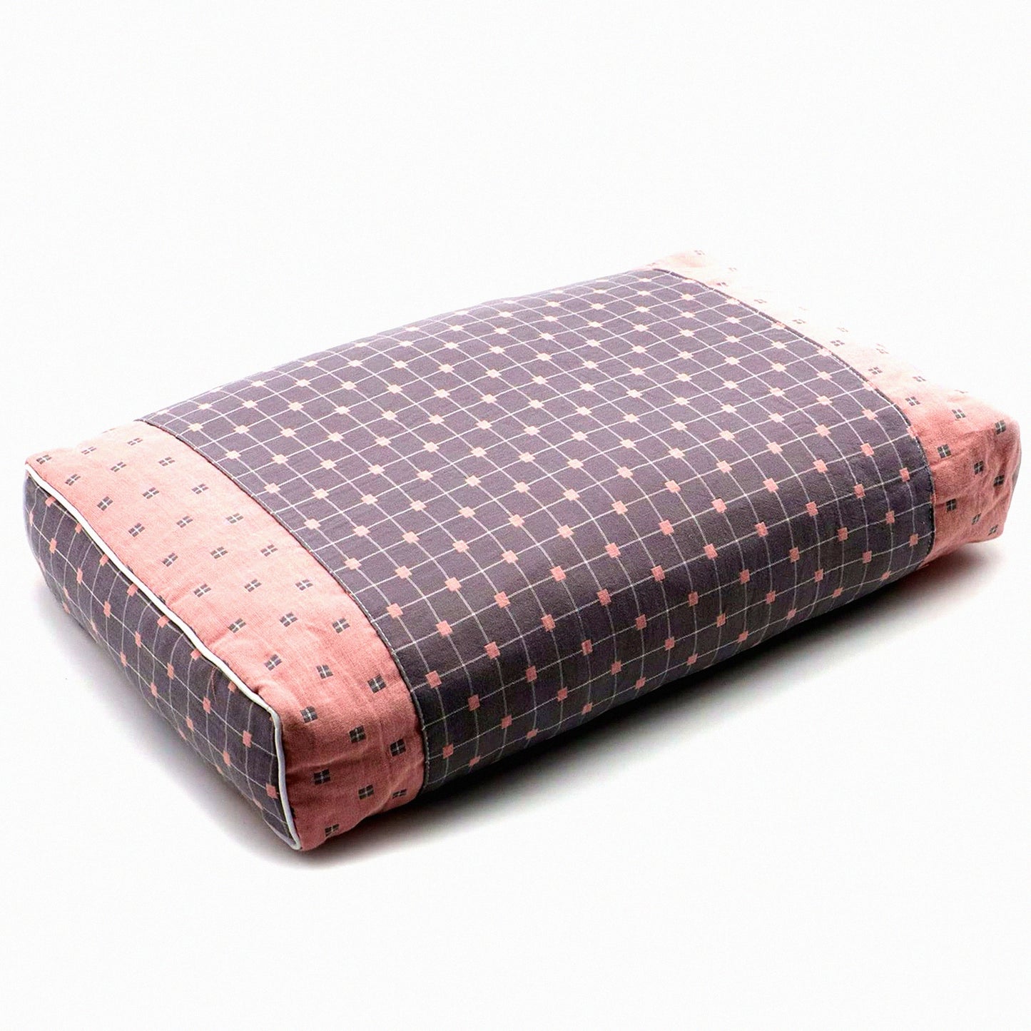 Pain Relief Buckwheat Neck Pillow - Sleepers Meditation Cushion & Yoga Bolster - 18x10 inch Rectangle Bed Pillow (Gray & Pink)