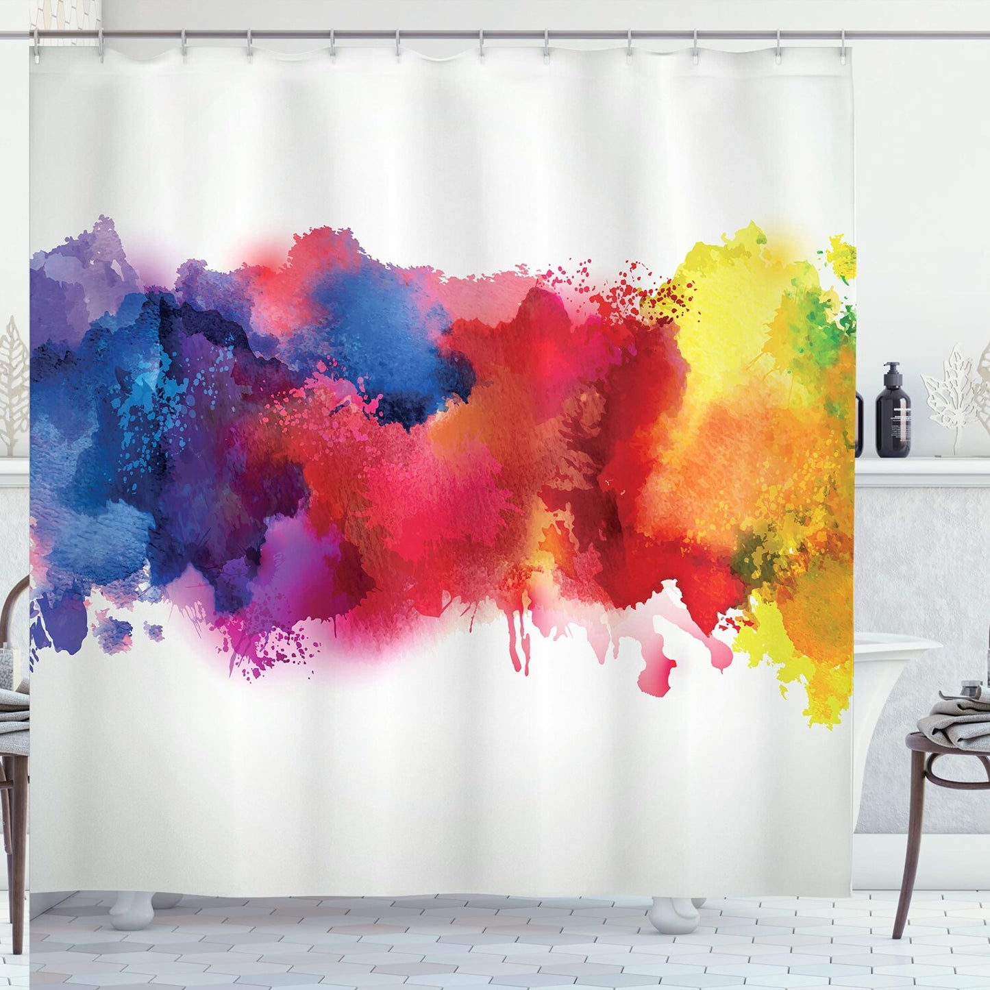 Abstract Watercolor Shower Curtain 69x70 inches