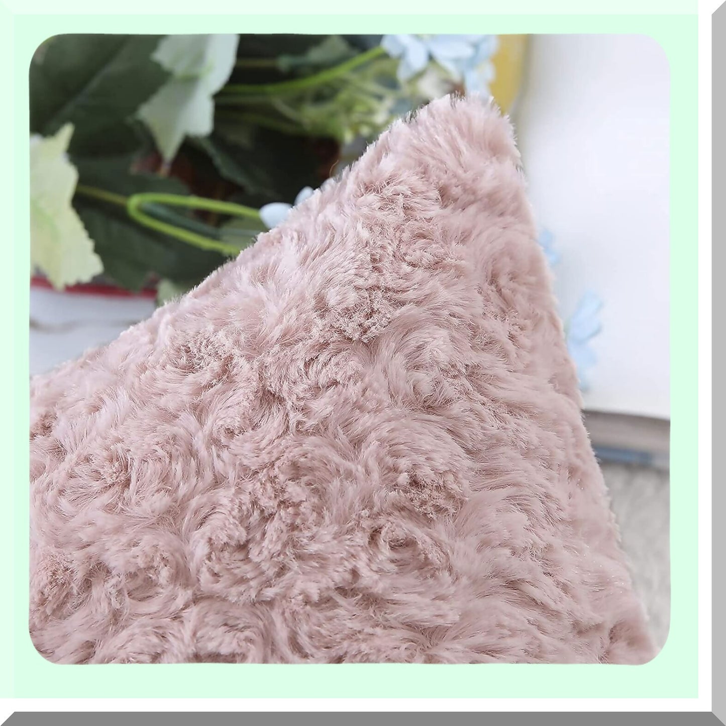 Rose Bliss 3D Pink Pillow Covers - Set of 2 | 18x18 Inch Fluffy Decorative Cushion Cases for Couch, Bed, Sofa | Rose Pattern Design