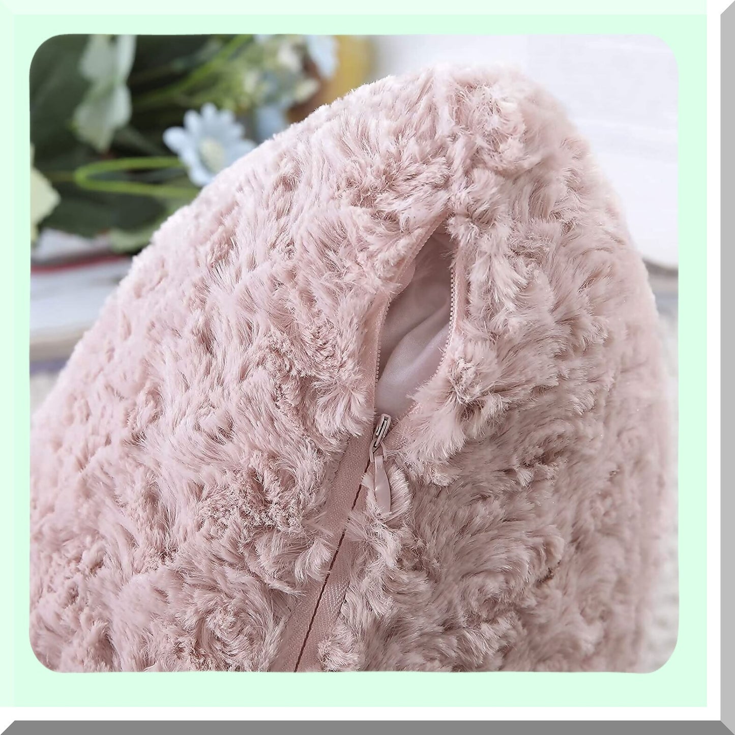 Rose Bliss 3D Pink Pillow Covers - Set of 2 | 18x18 Inch Fluffy Decorative Cushion Cases for Couch, Bed, Sofa | Rose Pattern Design