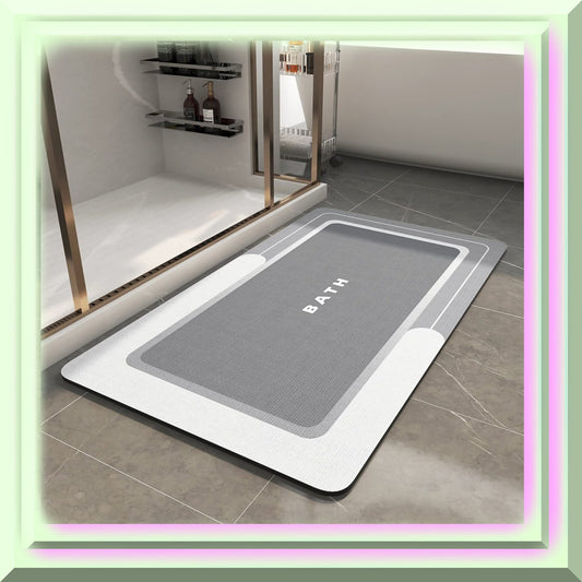 Bath Mat 17"x35" Grey Non Slip Absorbent