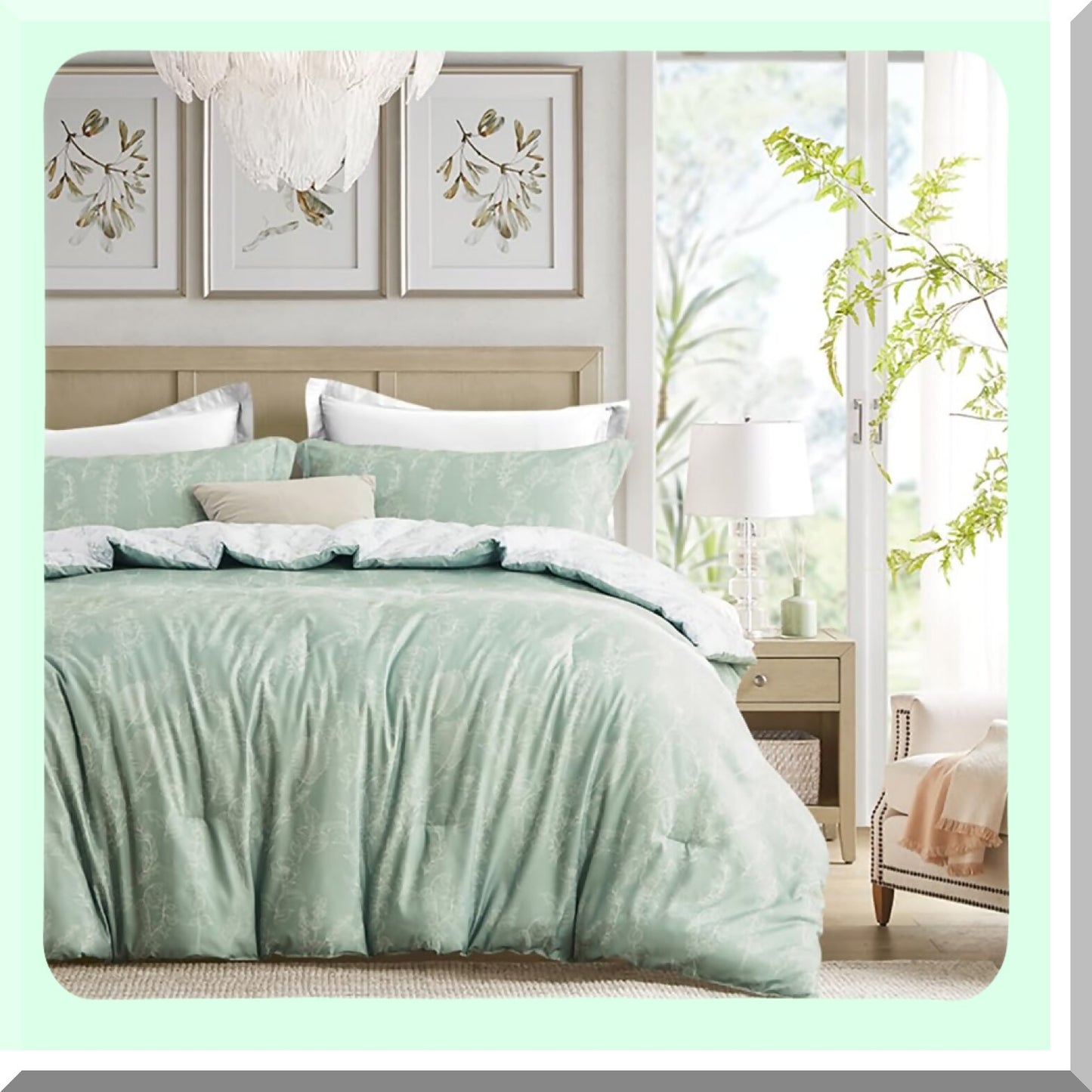 Wild Sage Bloom Queen Comforter Set - Luxuriously Soft Reversible Floral Bedding for Couples - 3-Piece Microfiber Comforter Set - Queen Size