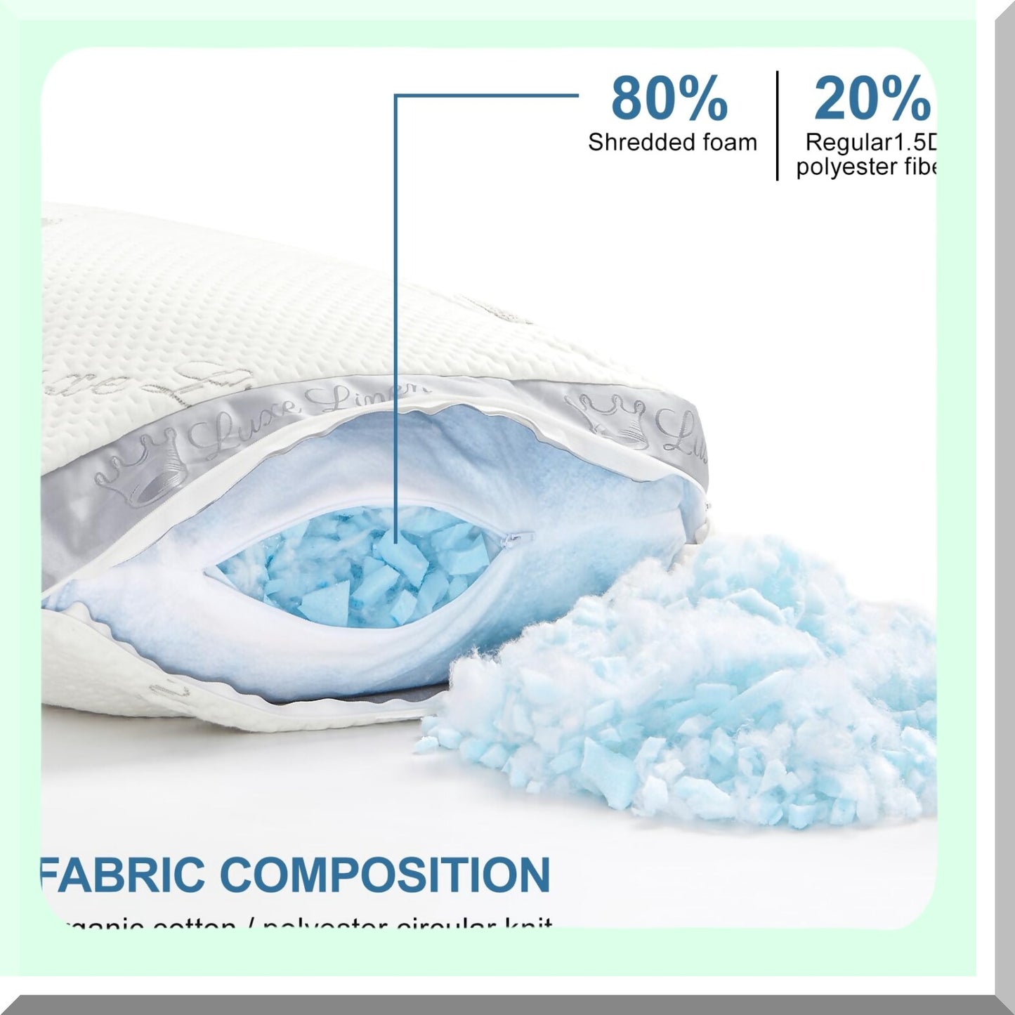 AdjustaFoam Sleep Pillows - Set of 2 | Shredded Memory Foam | Adjustable Bed Pillow for Side, Back, Stomach Sleepers | 18"x26" Cotton Bed Pillows