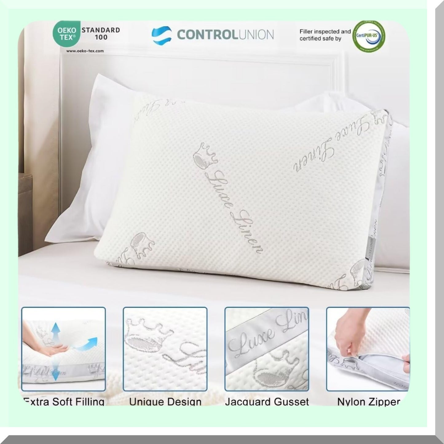 AdjustaFoam Sleep Pillows - Set of 2 | Shredded Memory Foam | Adjustable Bed Pillow for Side, Back, Stomach Sleepers | 18"x26" Cotton Bed Pillows