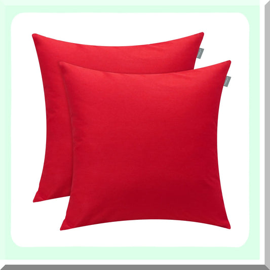 Cotton DIY Sublimation Pillow Covers - 2 Pack Red Cushion Cases for Heat Transfer - Solid Decorative Square Throw Pillowcase Blank - 18x18 Inch