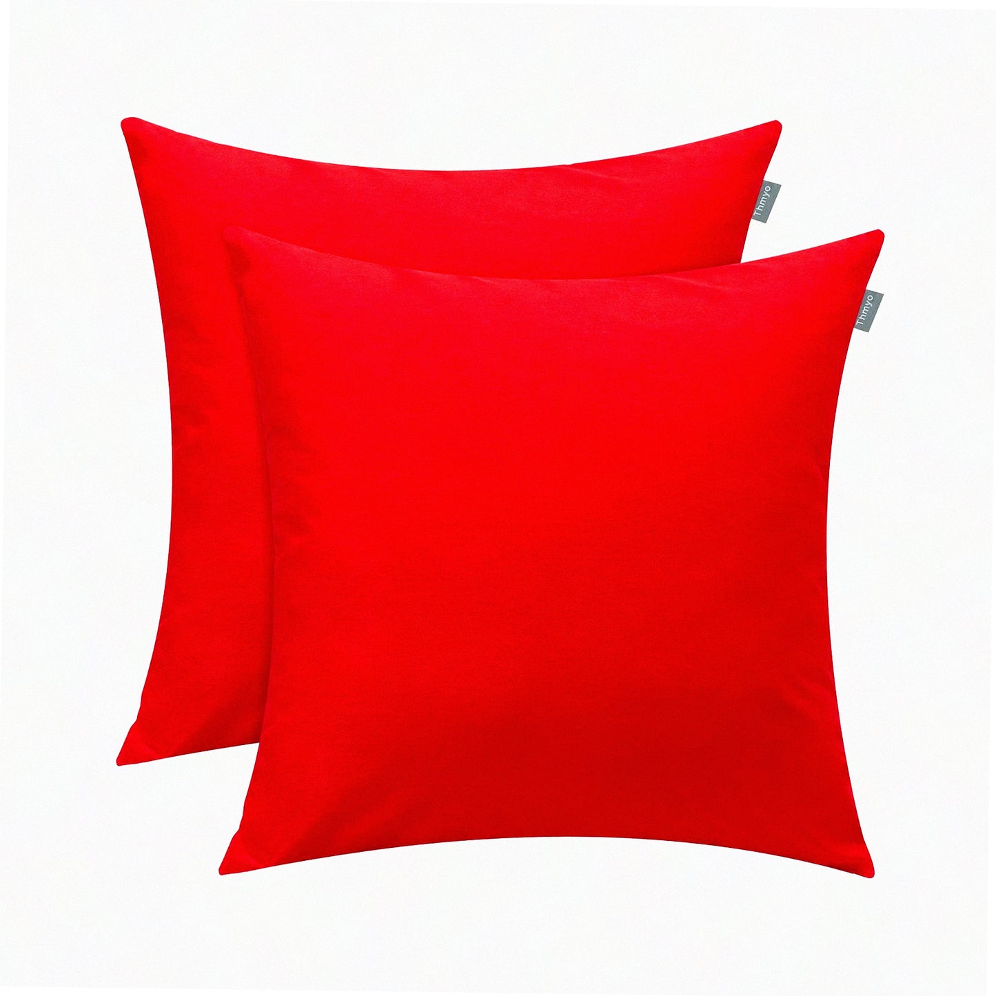 Cotton DIY Sublimation Pillow Covers - 2 Pack Red Cushion Cases for Heat Transfer - Solid Decorative Square Throw Pillowcase Blank - 18x18 Inch