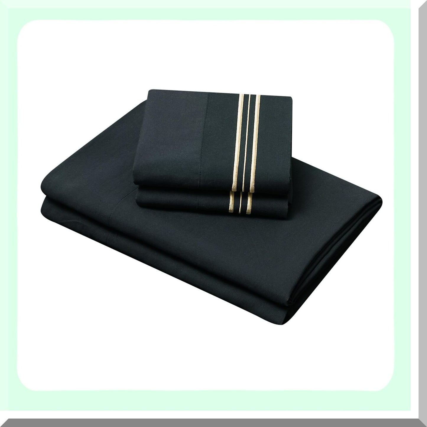 LuxuryCool Microfiber Bed Sheet Set - Extra Soft Deep Pockets, Hotel Quality, Breathable & Wrinkle Free - 4 Piece Set in Black & Gold