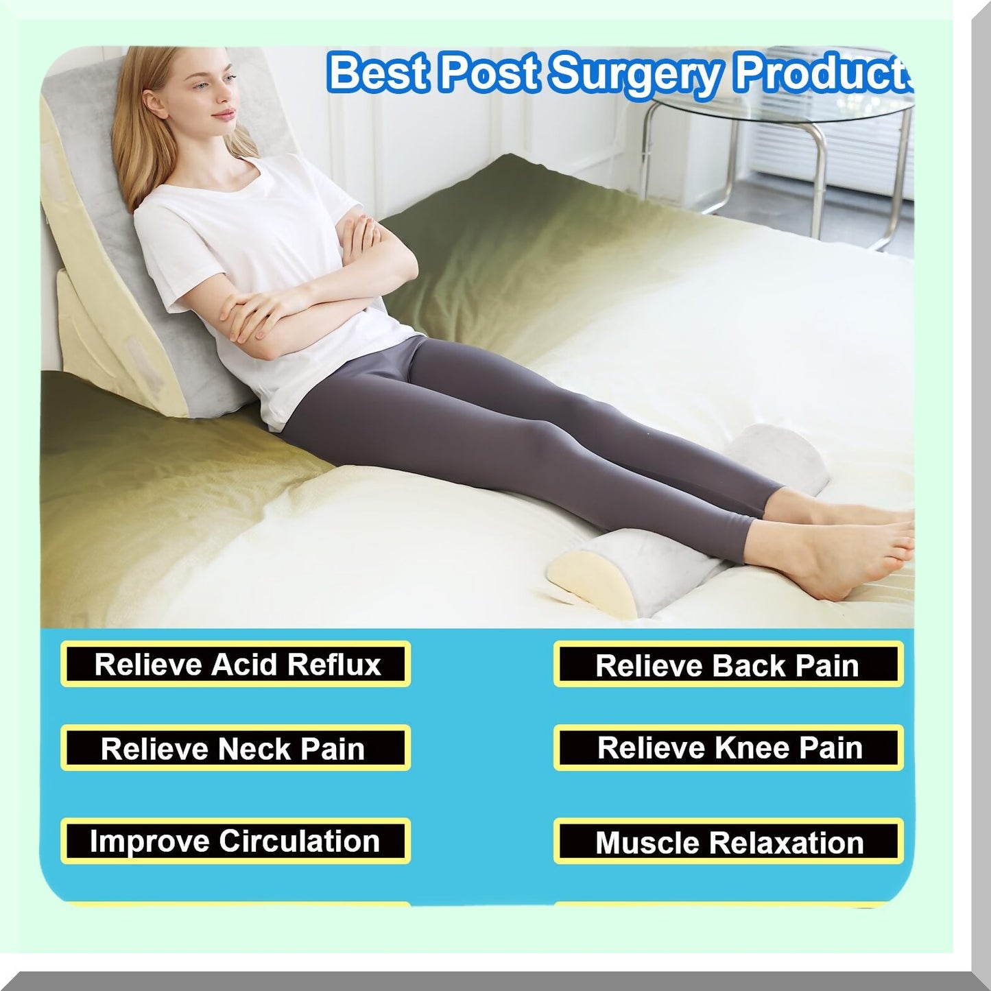 AdjustaFoam OrthoWedge Pillow Set - Memory Foam Support for Post-Surgery Pain Relief, Heartburn, Acid Reflux, Reading, Sleeping - Light Gray, 3 PCS