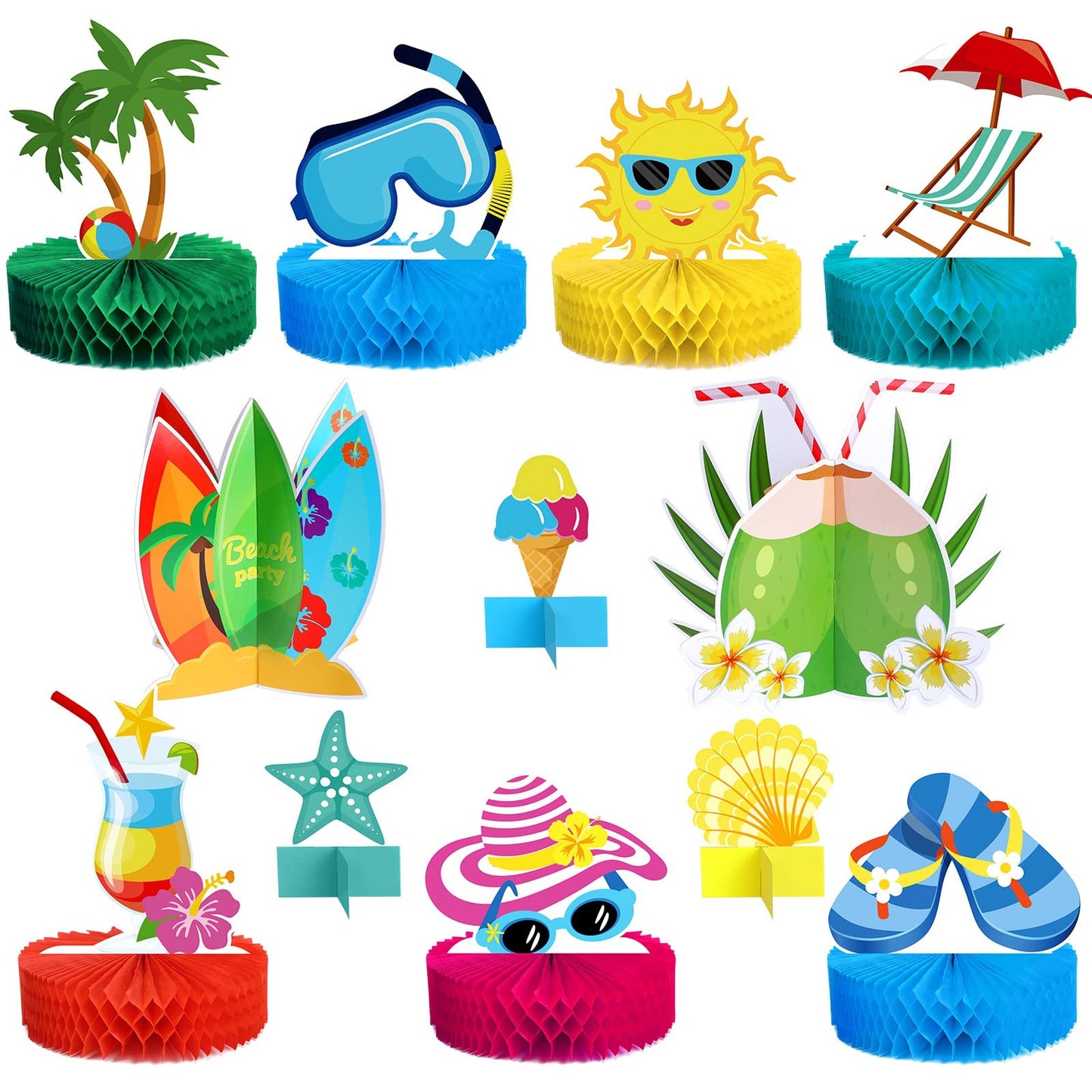 Beach Bliss Cake Balls - 12-Piece Honeycomb Centerpieces & Table Toppers. Perfect for Pool Parties, Beach Birthdays, and Summer Celebrations!