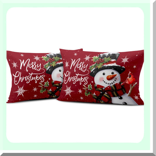 Winter Wonderland Snowflake Pillowcase Set - Festive Holiday Decor Cushion Covers for Couch, Bed, Sofa - 20x12 Inch Cotton Throw Pillow Covers (Set of 2)