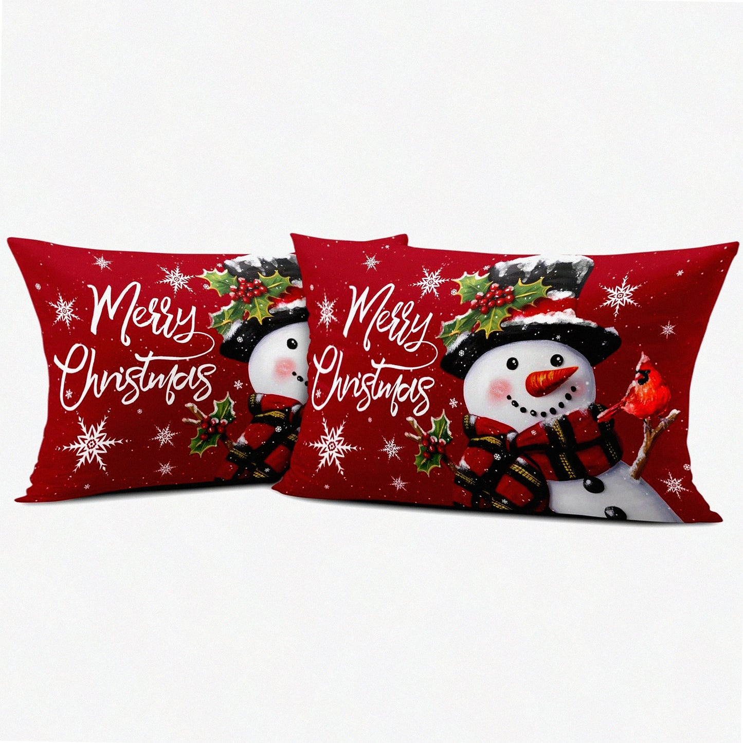 Winter Wonderland Snowflake Pillowcase Set - Festive Holiday Decor Cushion Covers for Couch, Bed, Sofa - 20x12 Inch Cotton Throw Pillow Covers (Set of 2)