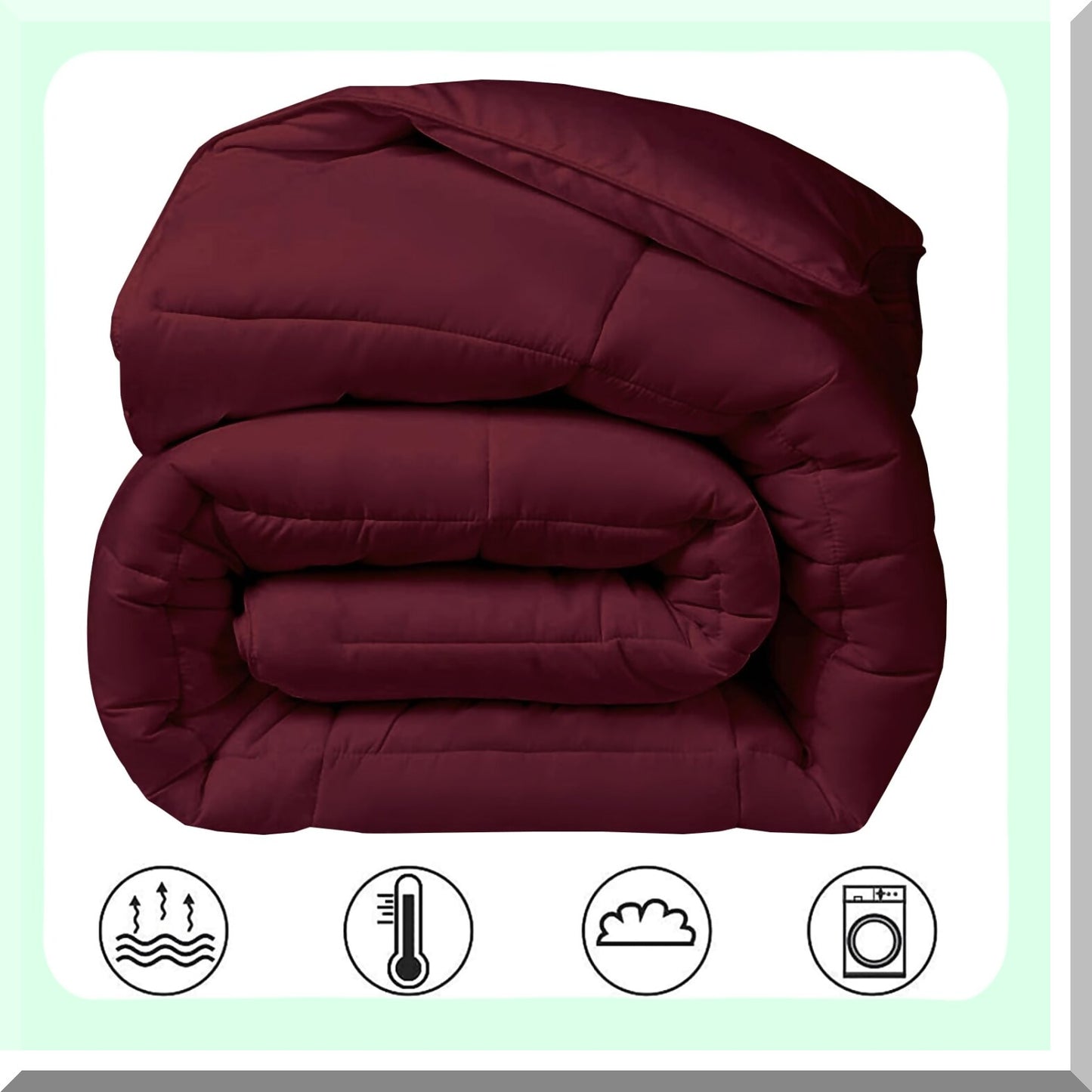 Luxury Burgundy Reversible Comforter - All Season Twin XL 2200 Series Down Alternative Quilted Duvet Insert with Corner Tabs, Warm & Machine Washable