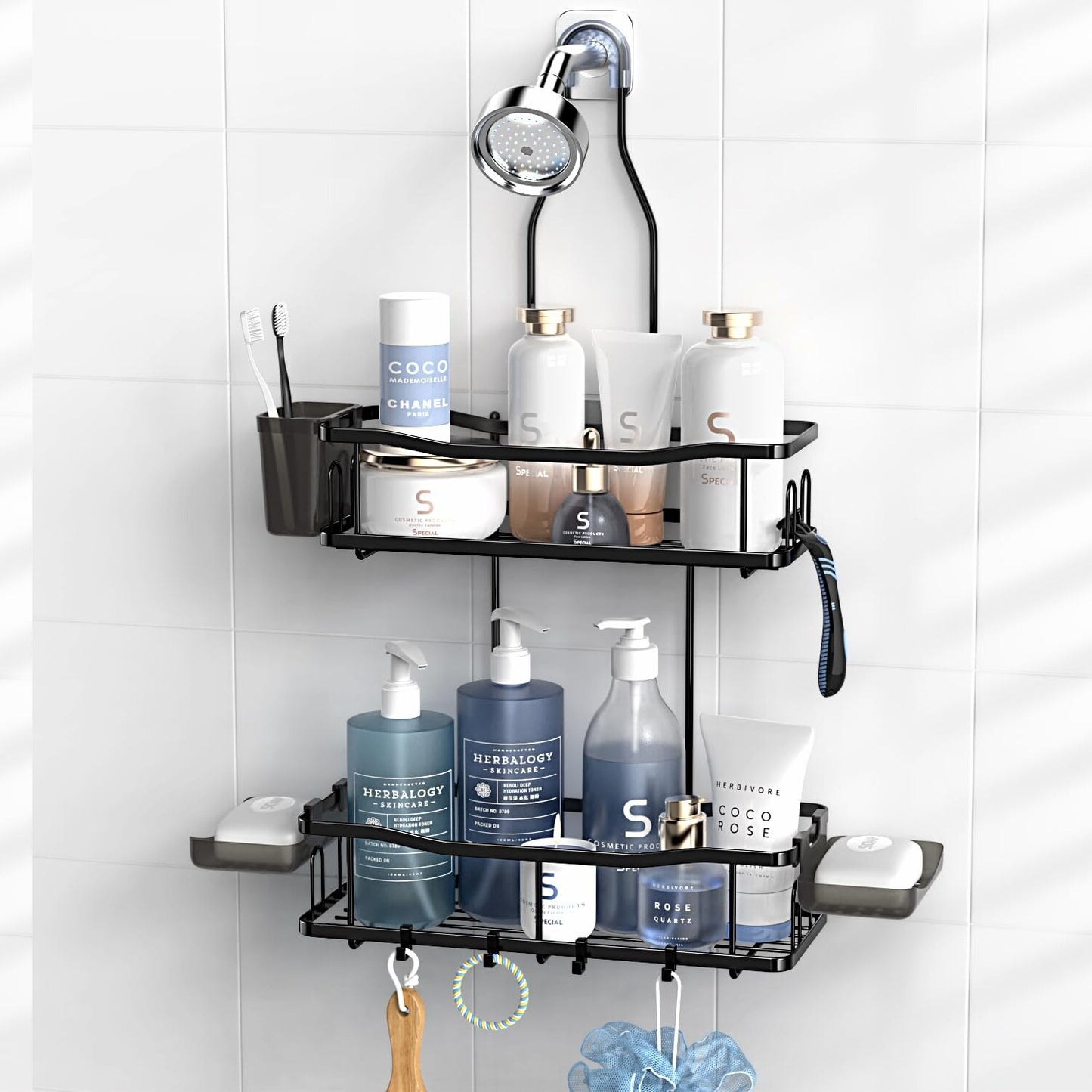 Hanging Shower Caddy Bathroom Organizer Black