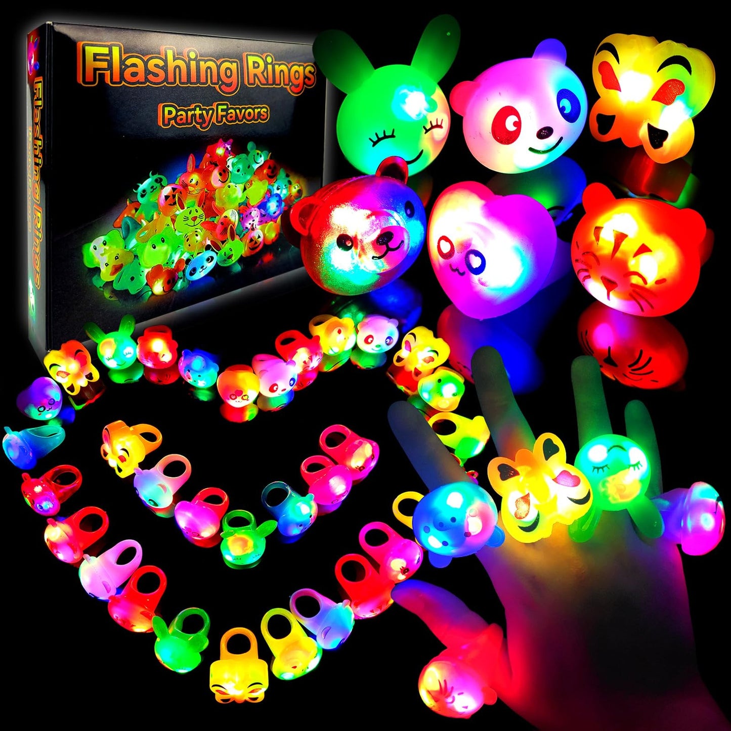 24 Pack Light Up Bumpy Rings for Kids Party Favors