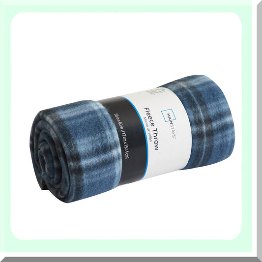 CozyBlue Plaid Fleece Throw Blanket