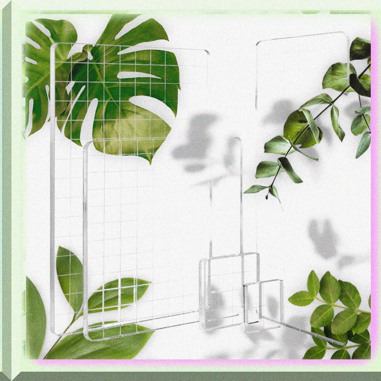 5 Pieces Acrylic Stamp Block Set with Grid Lines