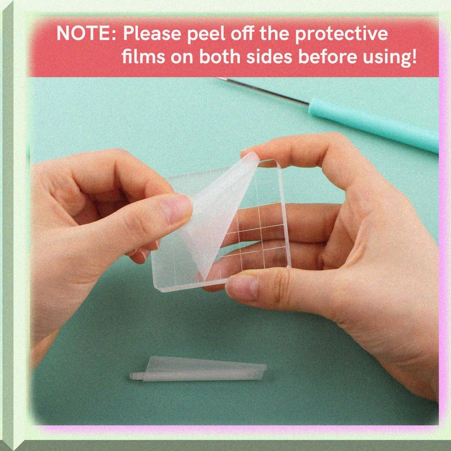 5 Pieces Acrylic Stamp Block Set with Grid Lines