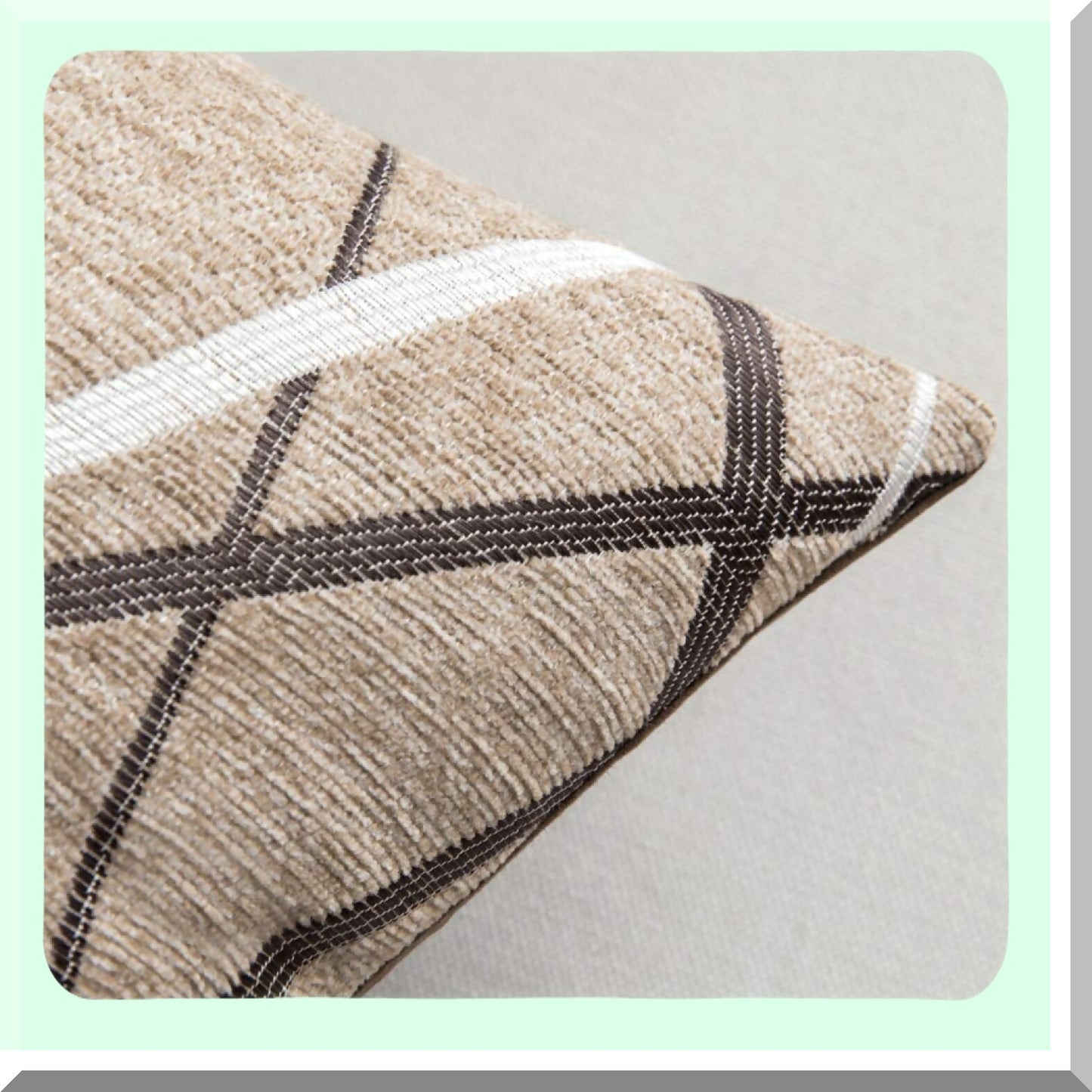 Chenille Cozy Textured Pillow Covers - Set of 2 Modern Square Cushion Shams for Bedroom Sofa Car - Soft Light Tan Decorative Throw - 24 x 24 Inch