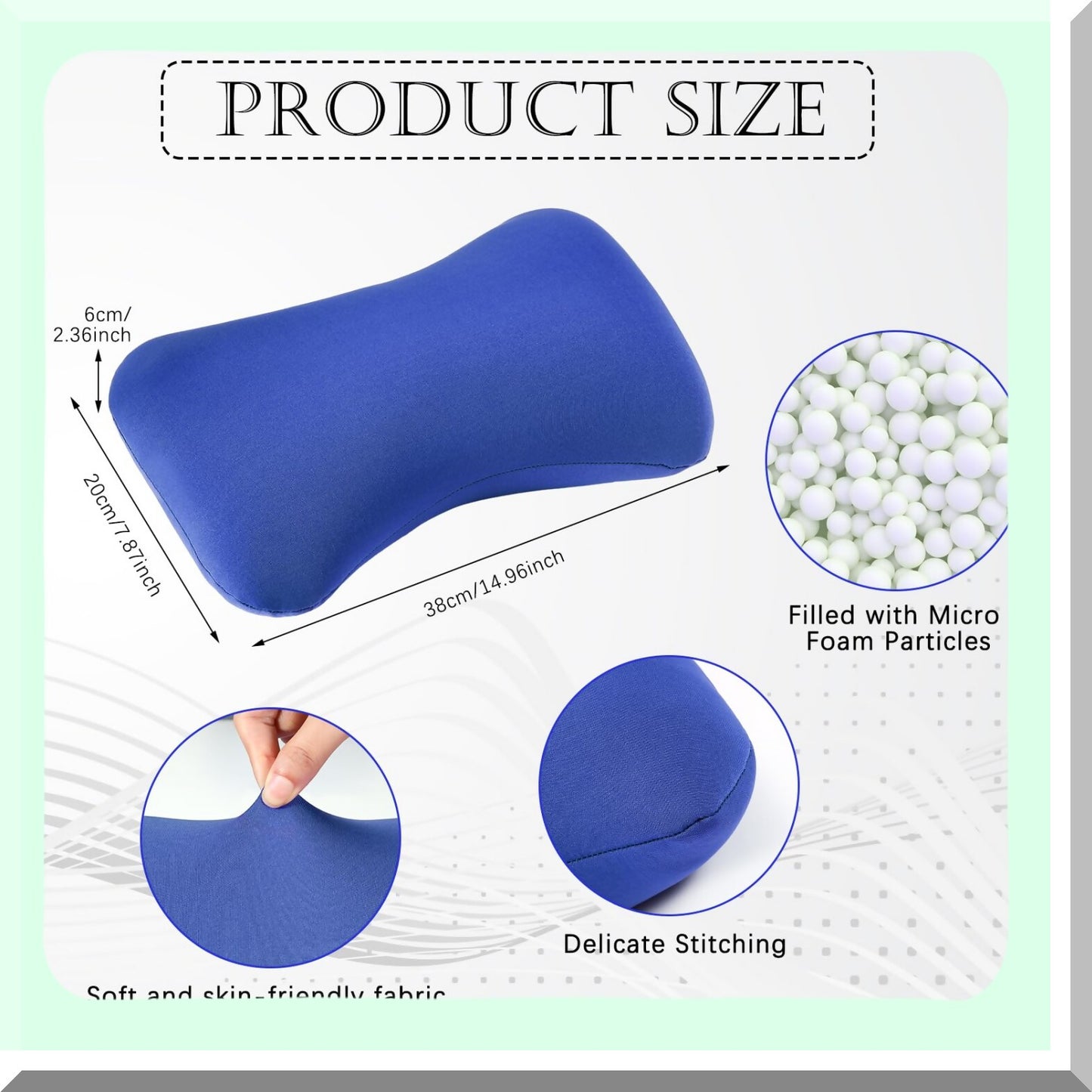 ComfortBead Neck Support Duo - 2 Pack Bone Headrest Pillows for Adults. Soft Cushion Microbead Bolster Pillows for Back Sleeping on Home Sofa, Bed, or Travel. Pink & Blue Options.