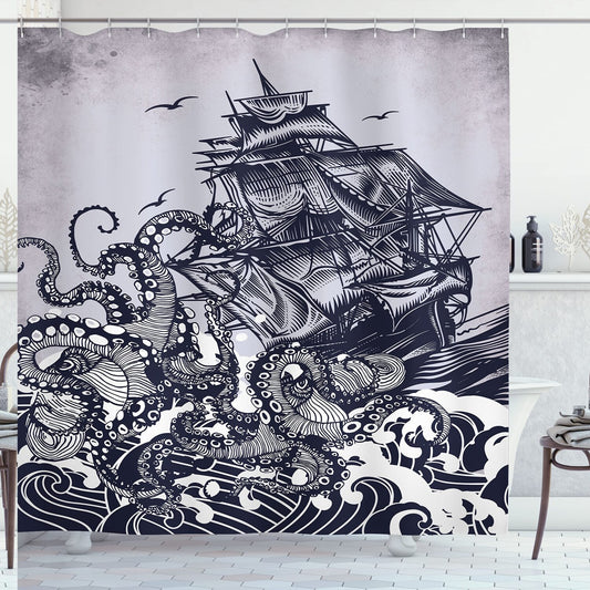 Nautical Shower Curtain Blue 69x70 inches