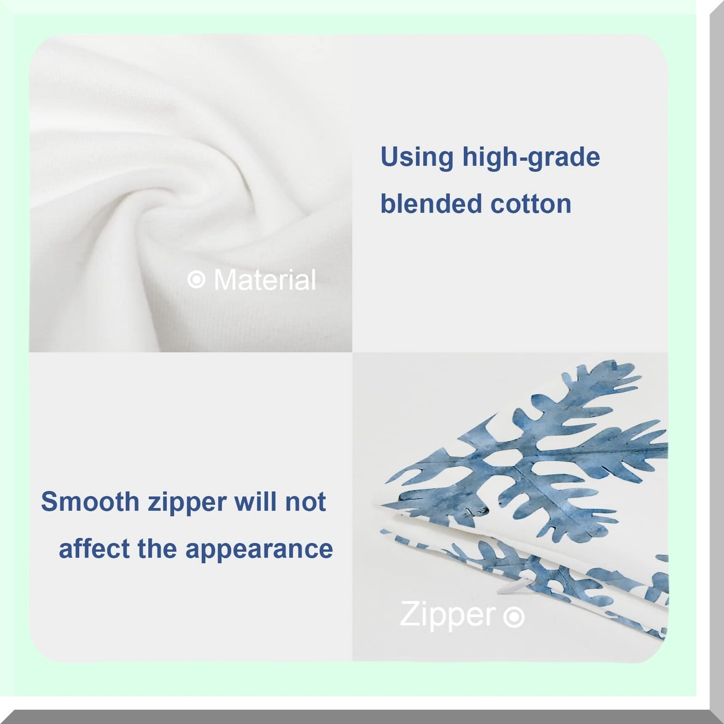 Snowflake Bliss Pillow Covers - Set of 2 | Winter Decorative Throw Pillow Cases 18x18 inch | Blue Snow with Falling White Crystals | Double Sided Sofa Cushion Cover