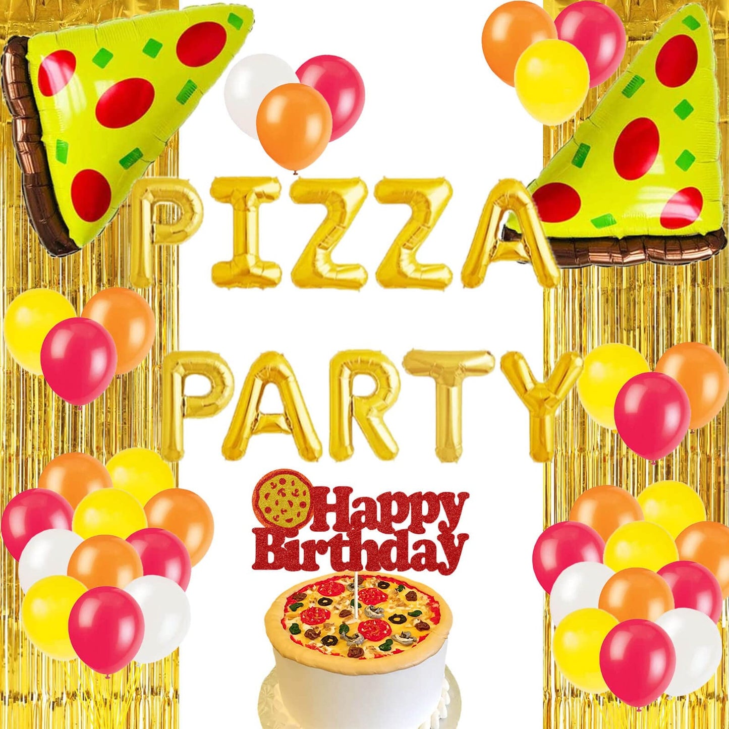 Pizza Fiesta Balloons - Celebrate with our Pizza Party Decorations! Perfect for Pizza Time, Italy Food Festivals, or I Love Pizza themed events. Slice Slice Baby!