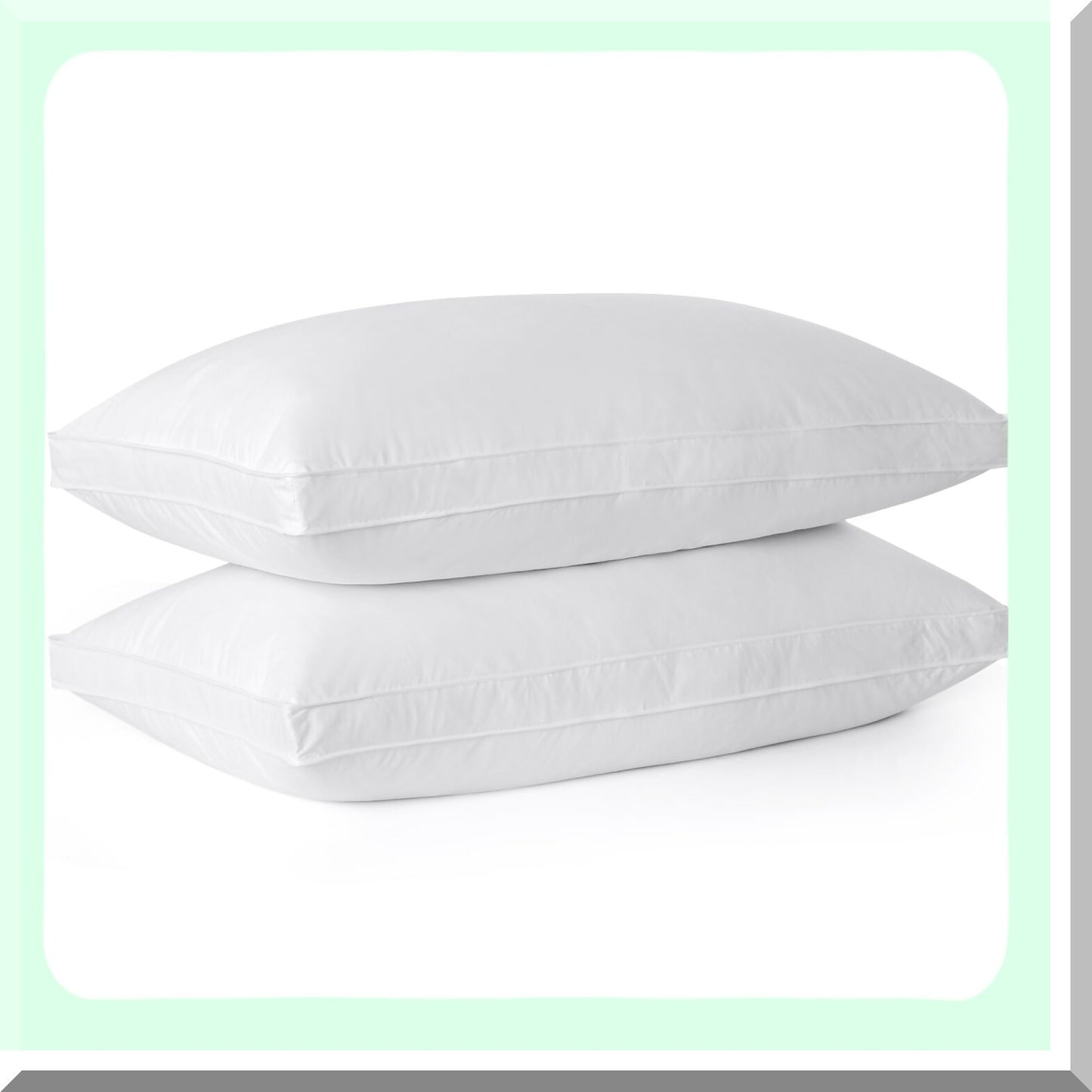 Luxury Comfort Down Pillows - Set of 2 Standard Size, 100% Cotton Cover, Gusseted Design for Back, Stomach, Side Sleepers. Ultimate Support and Softness.