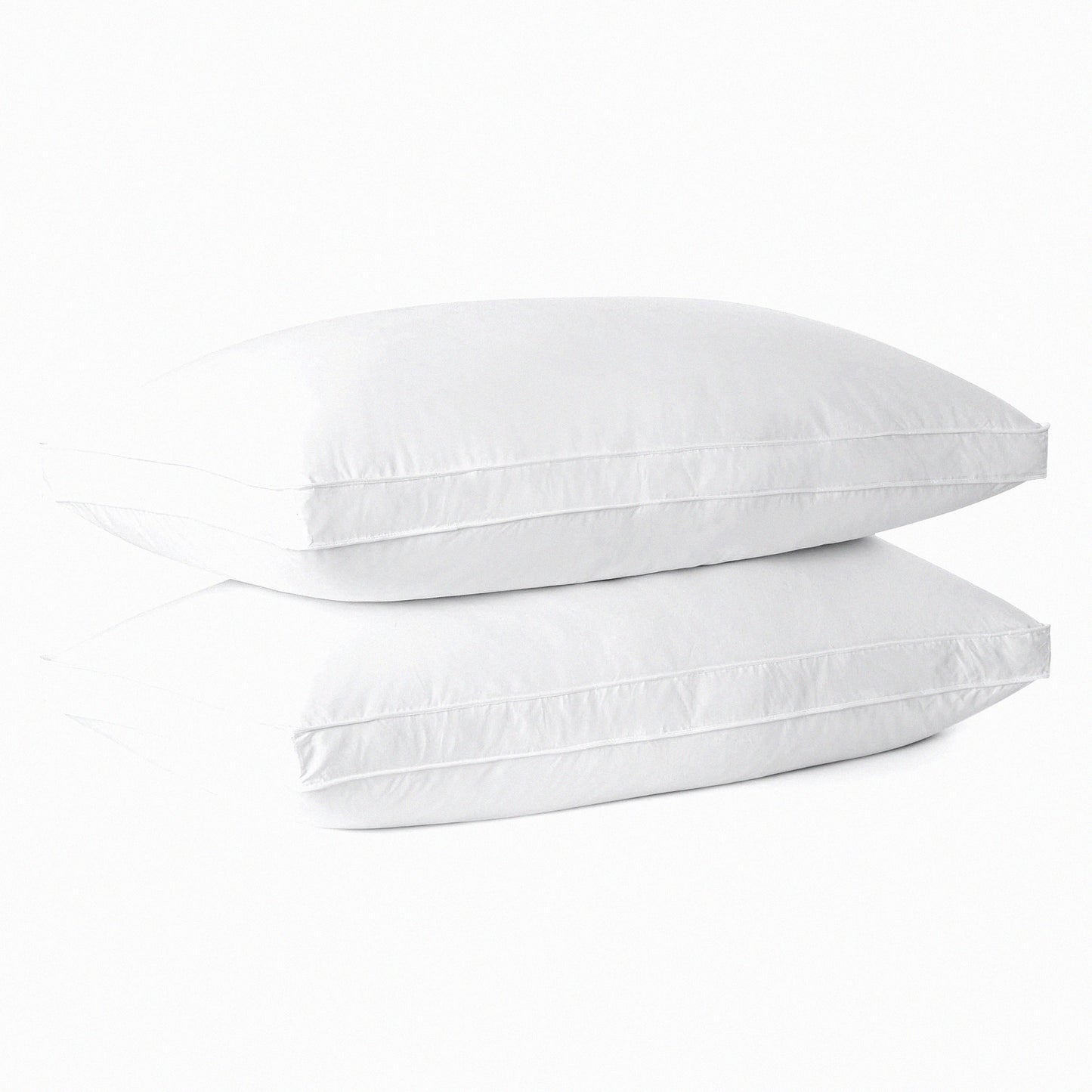 Luxury Comfort Down Pillows - Set of 2 Standard Size, 100% Cotton Cover, Gusseted Design for Back, Stomach, Side Sleepers. Ultimate Support and Softness.