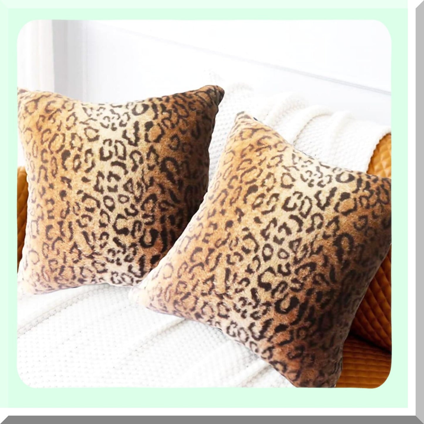 Wild Safari Luxe Leopard Print Throw Pillow Set - Set of 2 Jungle Animal 20x20 Cushion Covers for Home Sofa Living Room Decor