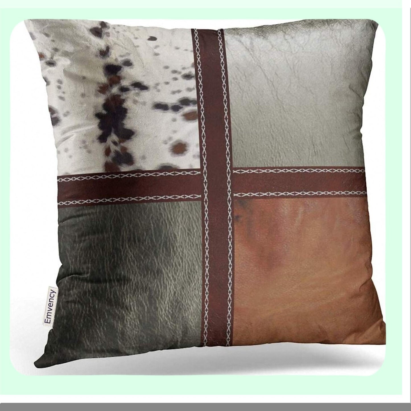 Western Style Decorative Pillowcase - 18x18 Inches Polyester Throw Pillow Cover with Hidden Zipper for Bedroom Sofa - No Leather Print