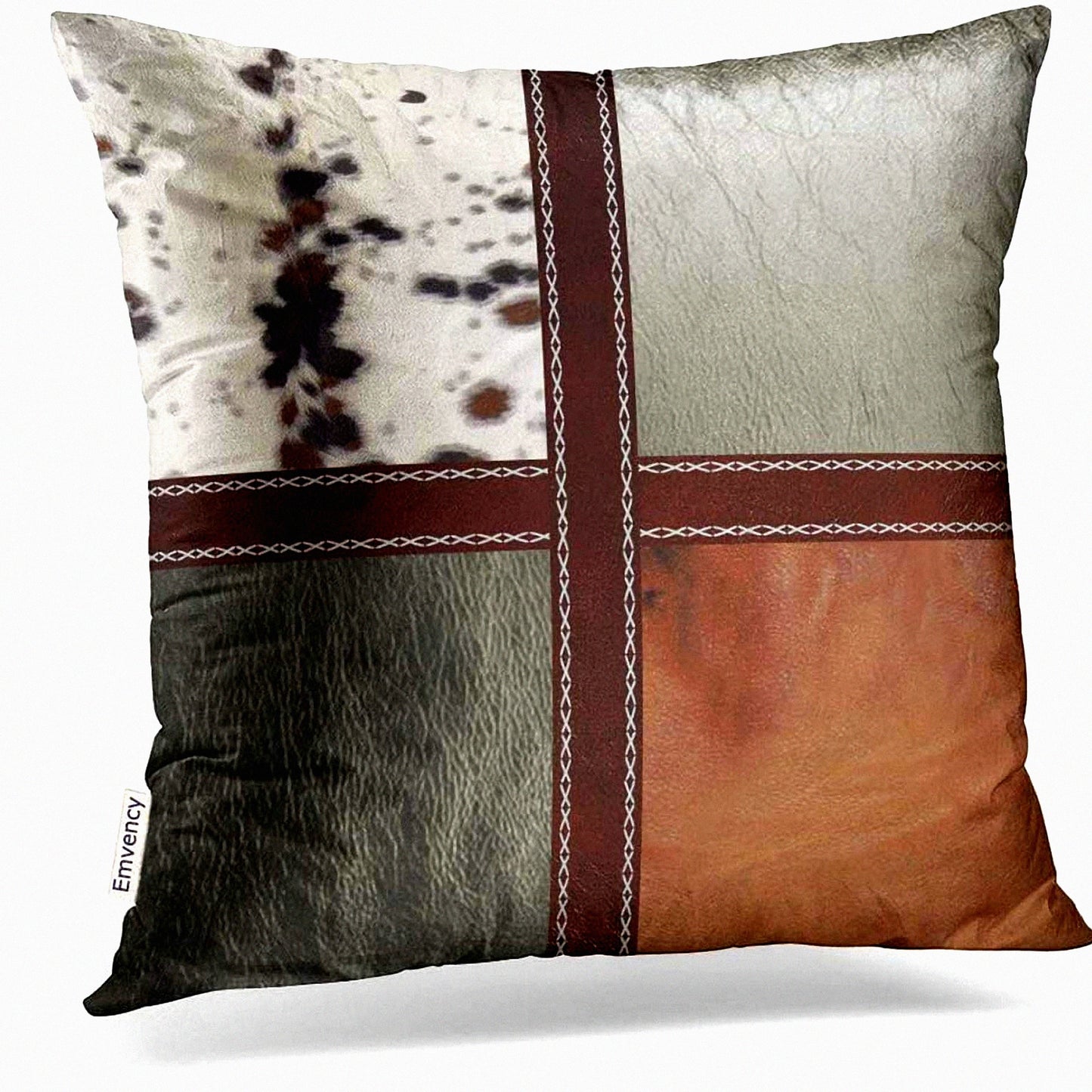 Western Style Decorative Pillowcase - 18x18 Inches Polyester Throw Pillow Cover with Hidden Zipper for Bedroom Sofa - No Leather Print