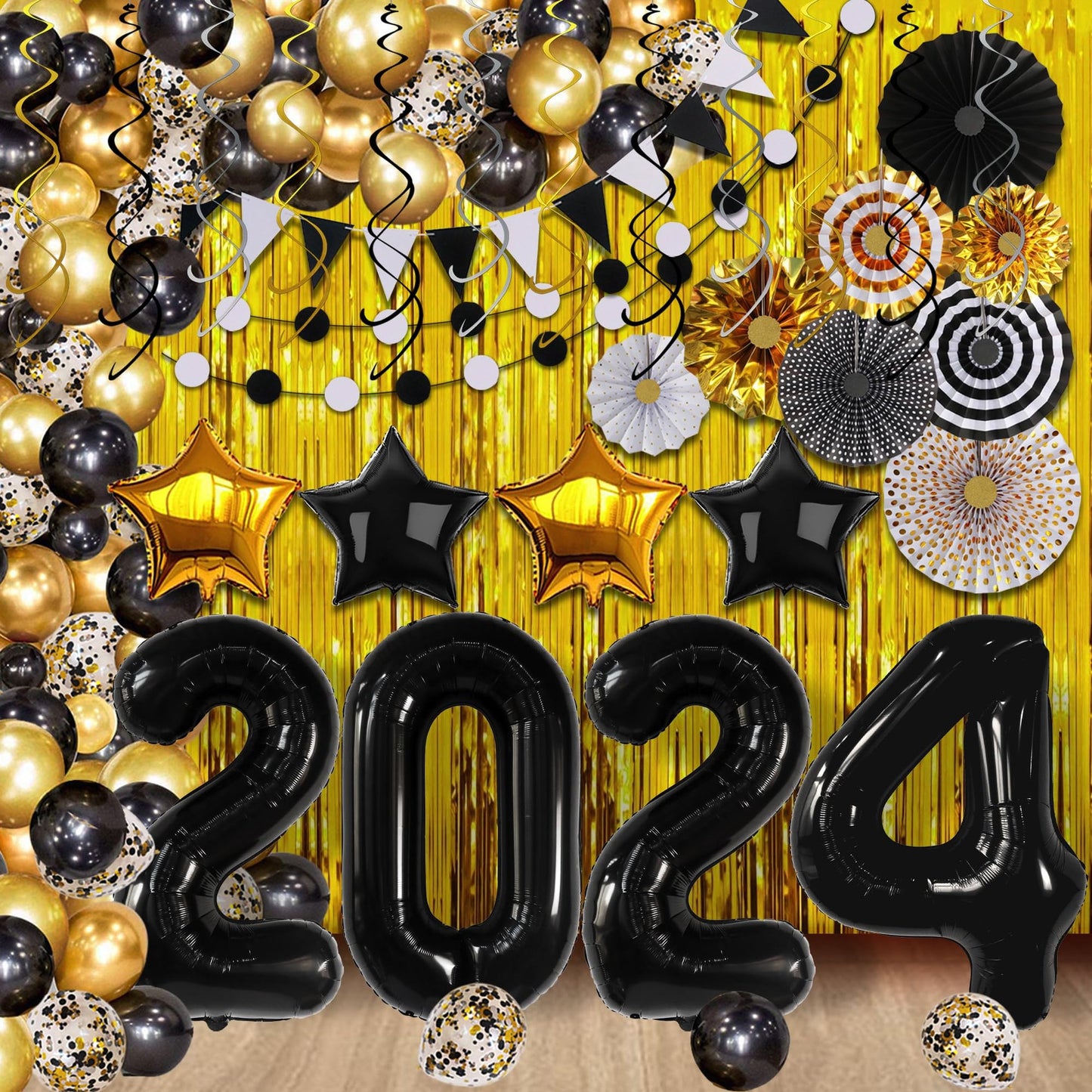 Black and Gold Graduation Decorations Set for 2024