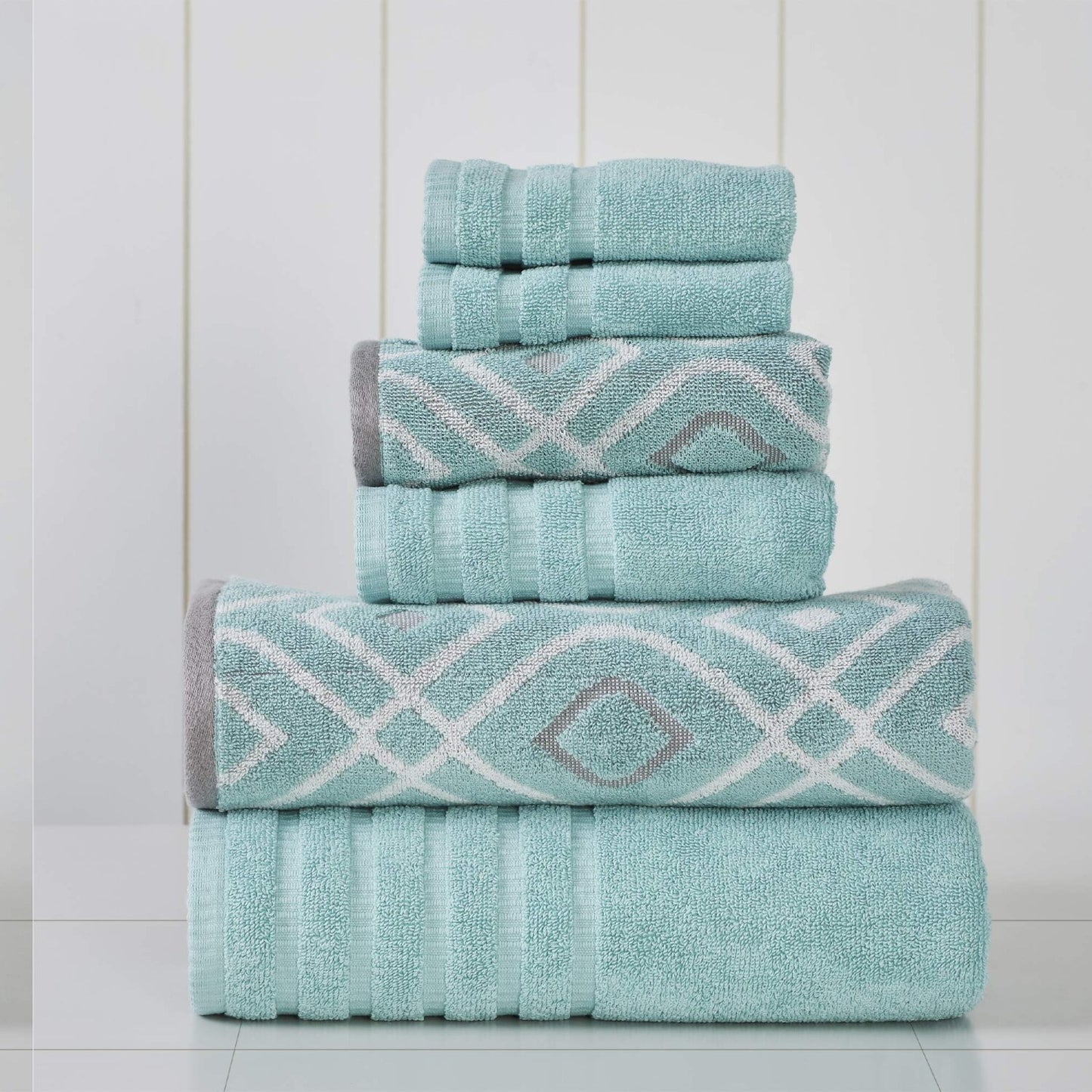 6-Piece Cotton Towel Set Aqua