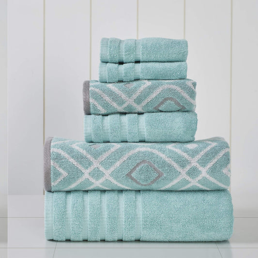 6-Piece Cotton Towel Set Aqua