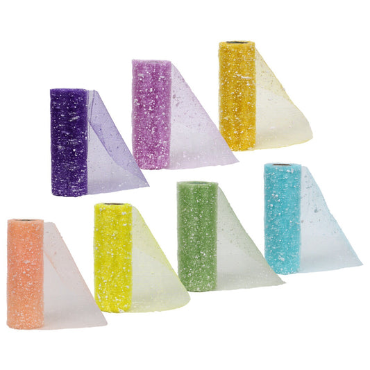 Floral Garden Deco Mesh with Glitter, 6-in x 3 yds. (Pack of 21)