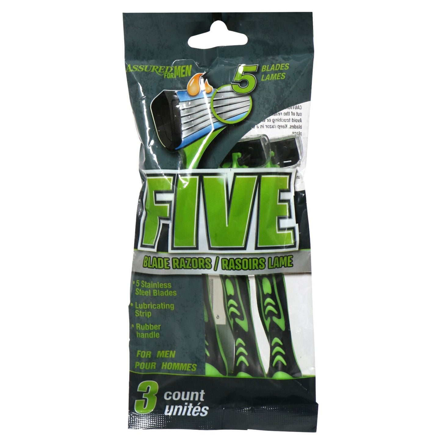 Assured for Men 5-Blade Razors, 3-ct. Packs (Pack of 24)