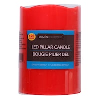 Luminessence Red LED Wax Pillar Candles, 3x4 in. (Pack of 32)