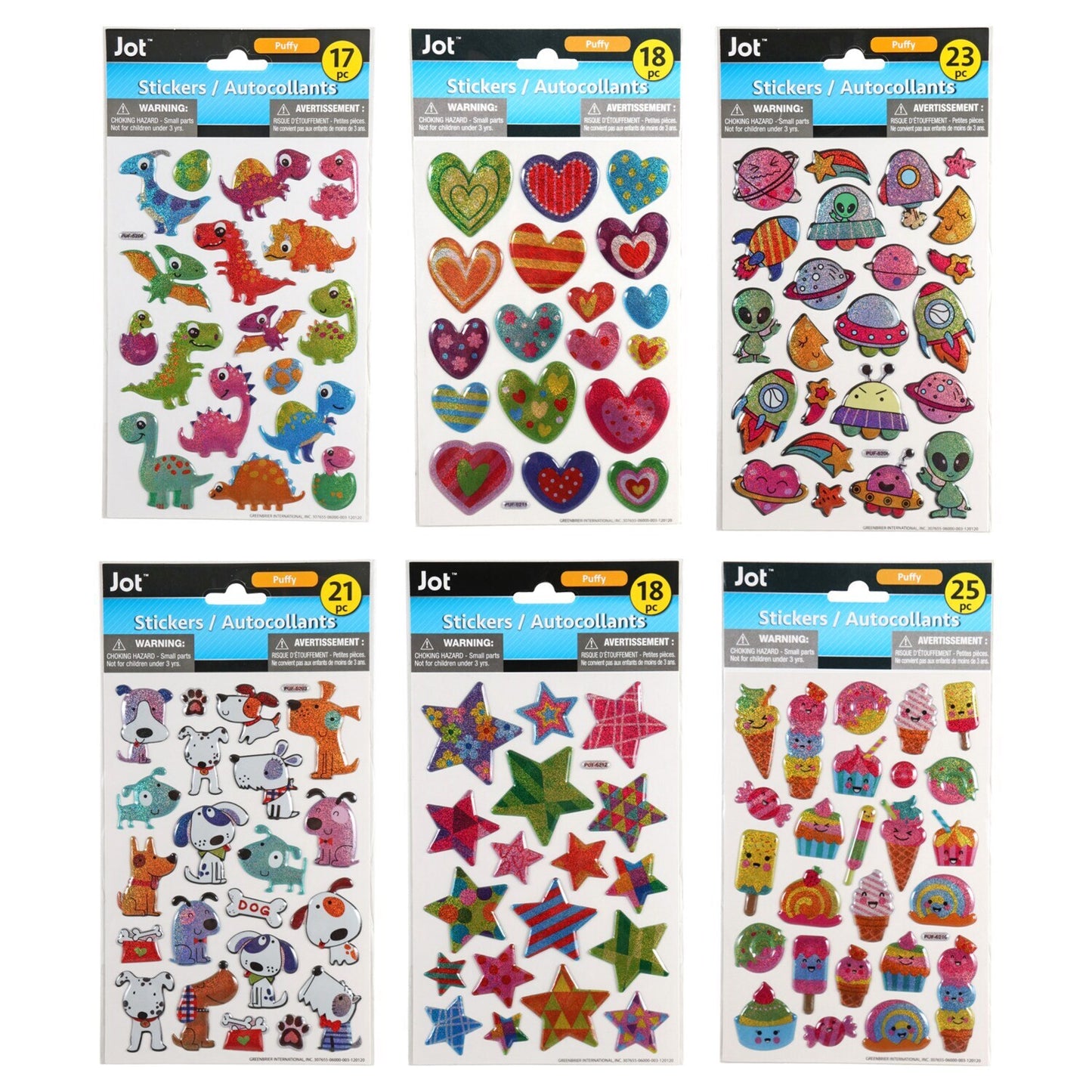 Jot Laser Puffy Stickers (Pack of 36)