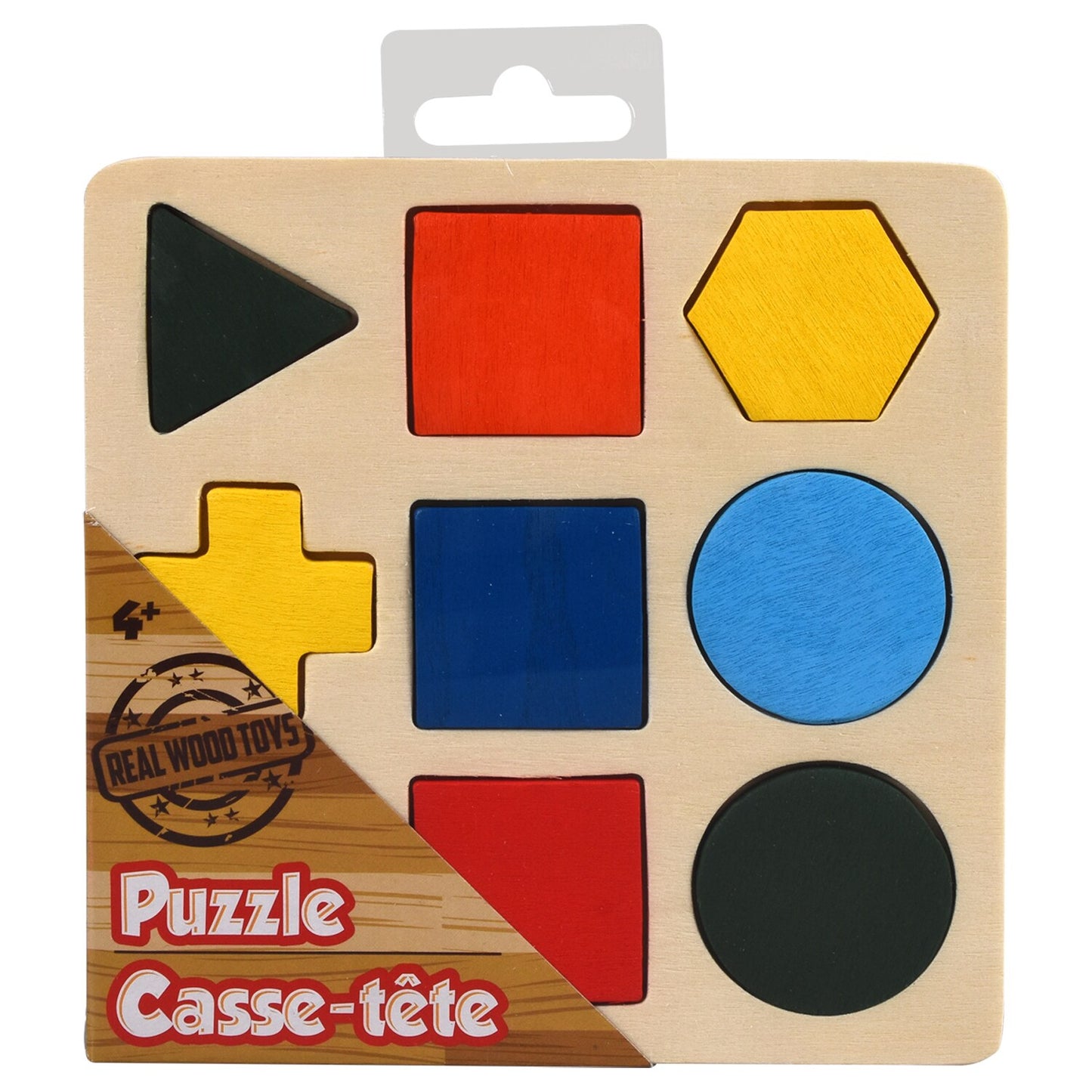 Real Wood Toys Basic Shapes Wooden Puzzles, 9 pc. (Pack of 36)