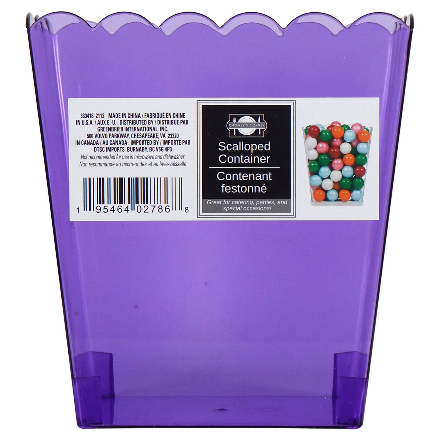 Light Purple Scalloped Plastic Buckets, 5.625x4.5x6-in. (Pack of 24)