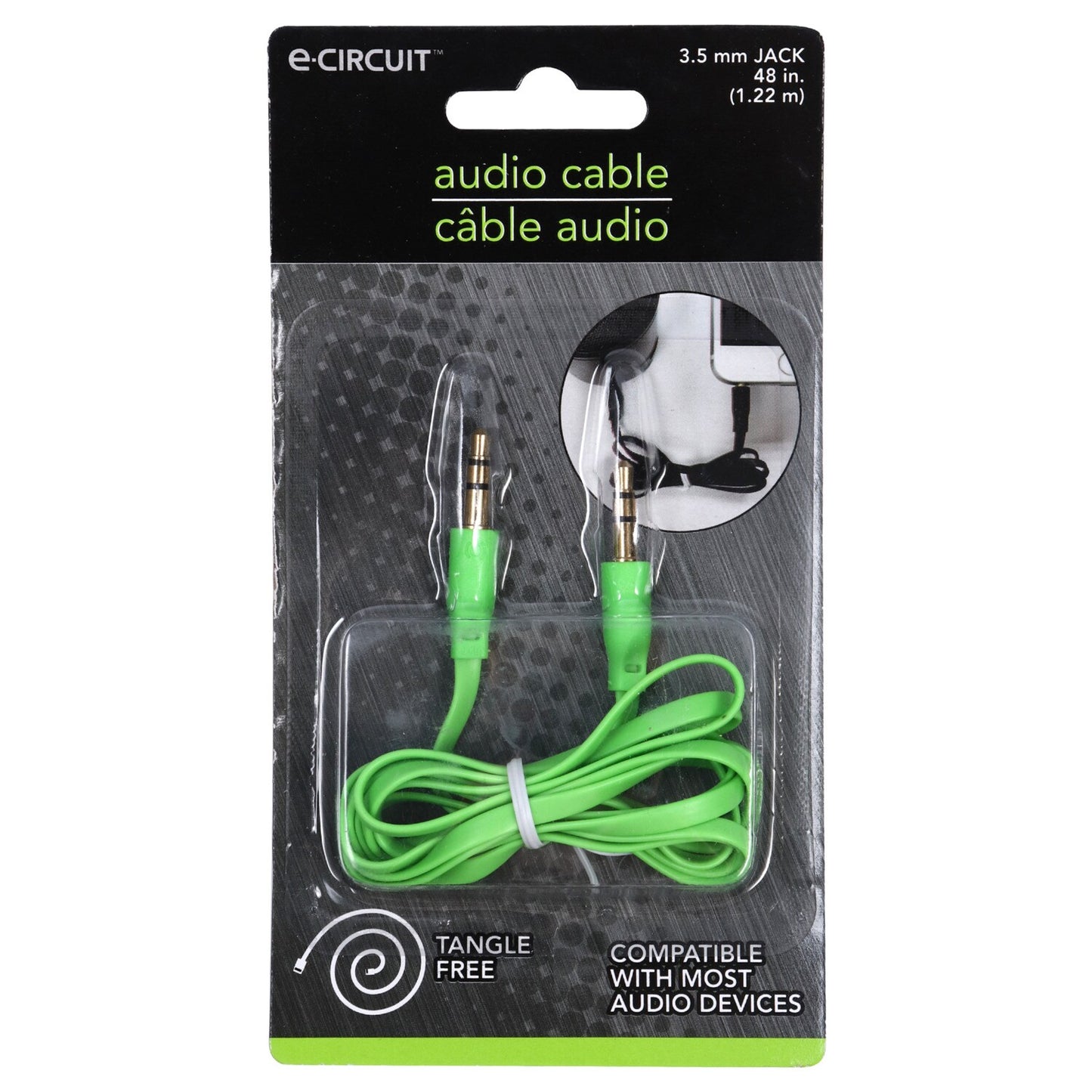 E-Circuit Colorful Flatwire Audio Cables with 3.5-mm. Jacks, 36 in. (Pack of 48)