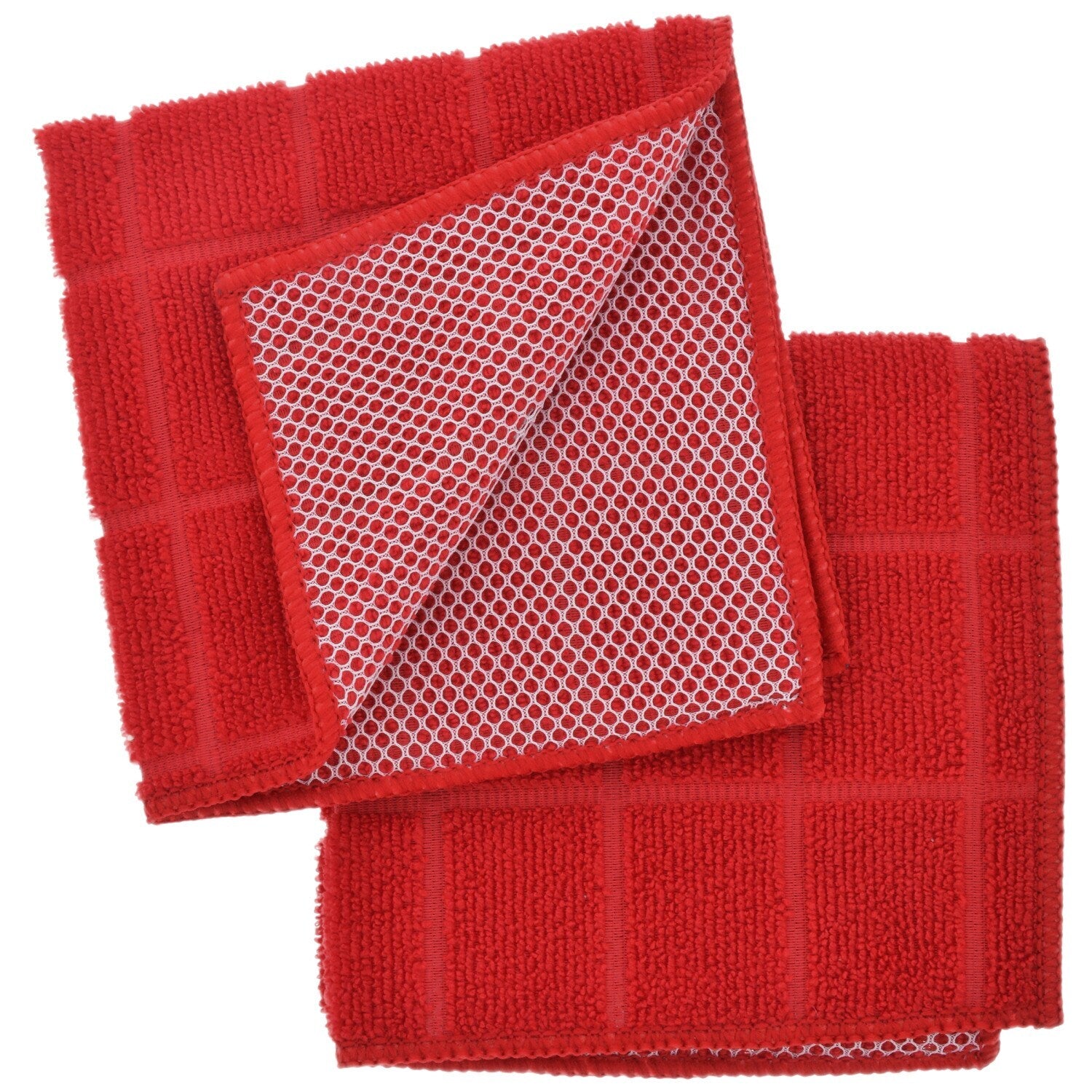 Red Windowpane Pattern Microfiber Scrubbers, 2-ct. Packs (Pack of 12)
