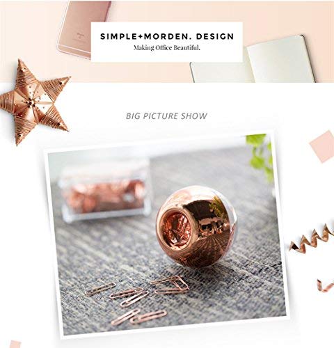 Round Rose Gold Paper Clips in Holder, 100 Pack