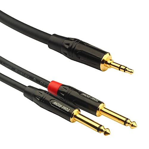 1/8 TRS Jack to Dual 1/4 TS Mono Stereo Y-Splitter Cable 3.5mm Aux to 6.35mm Breakout Path Cords Compatible for iPhone, iPod, Laptop, MP4, Speakers and Home Stereo Systems - 10 feet