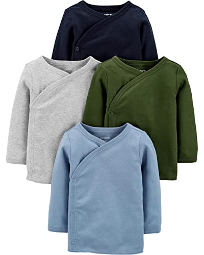 Carter s Baby Boys 4-Pack Cotton Kimono Tees  3 Months, Navy Heather Green Blue