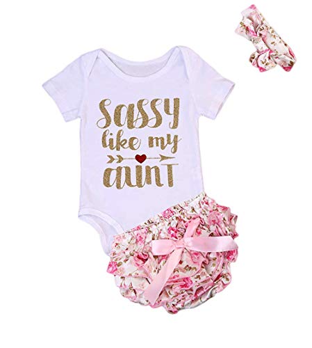 Infants Baby Girls Long Sleeve Romper Bodysuit Playsuit Bow-Knot Headband Outfits (White With Shorts, 3-6M)